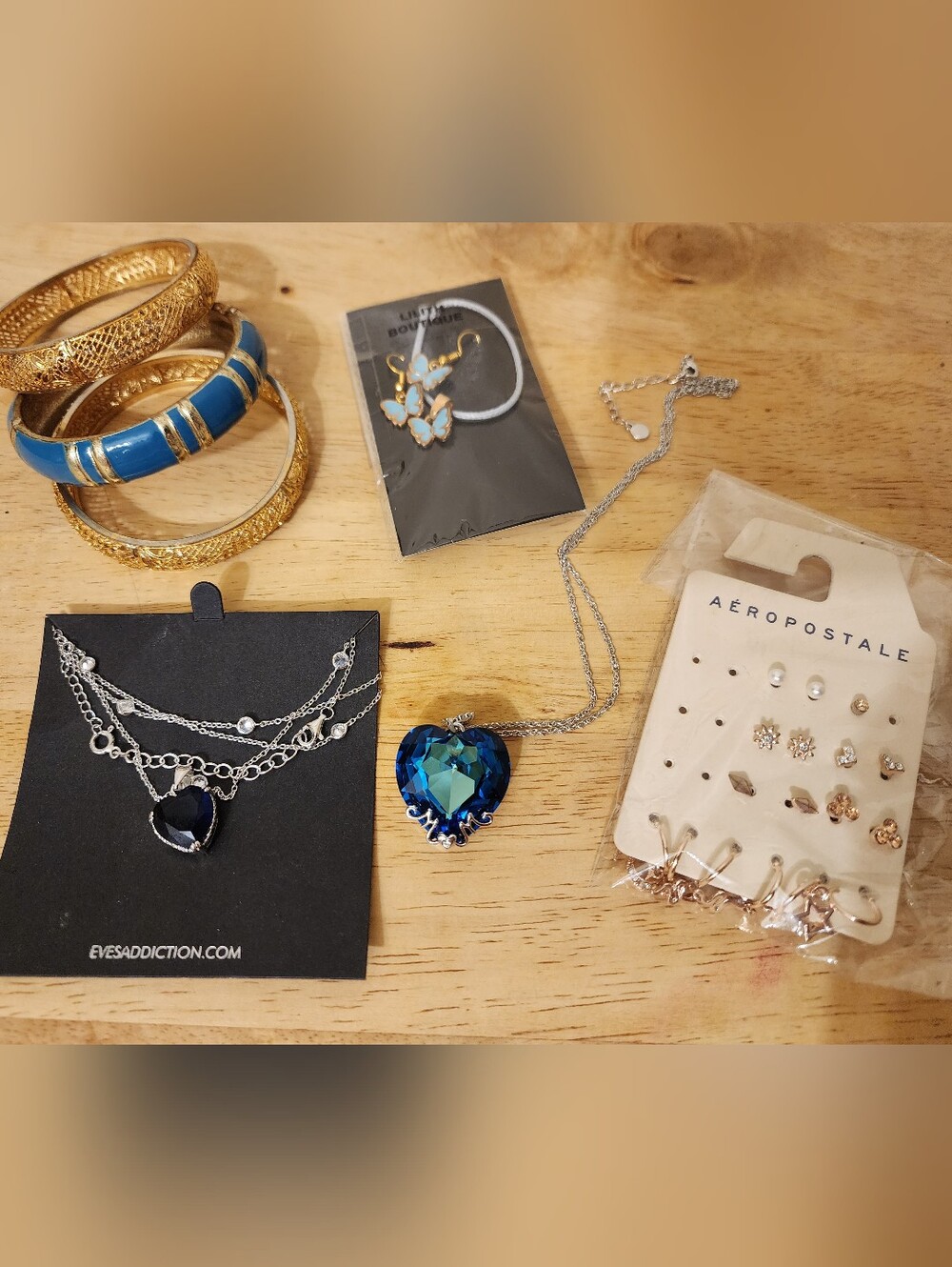 Two Blue Heart Pendant Necklace & Silver Chain (Titanic Movie Inspired) & MORE!